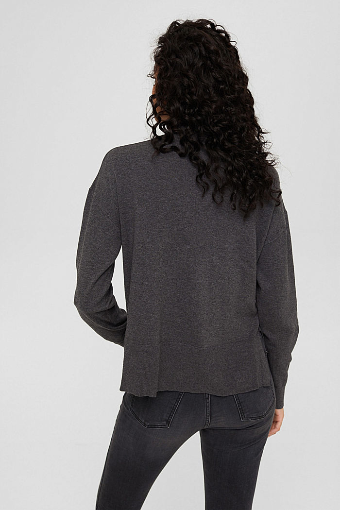 Blended cotton jumper with a stand-up collar, ANTHRACITE, detail image number 3