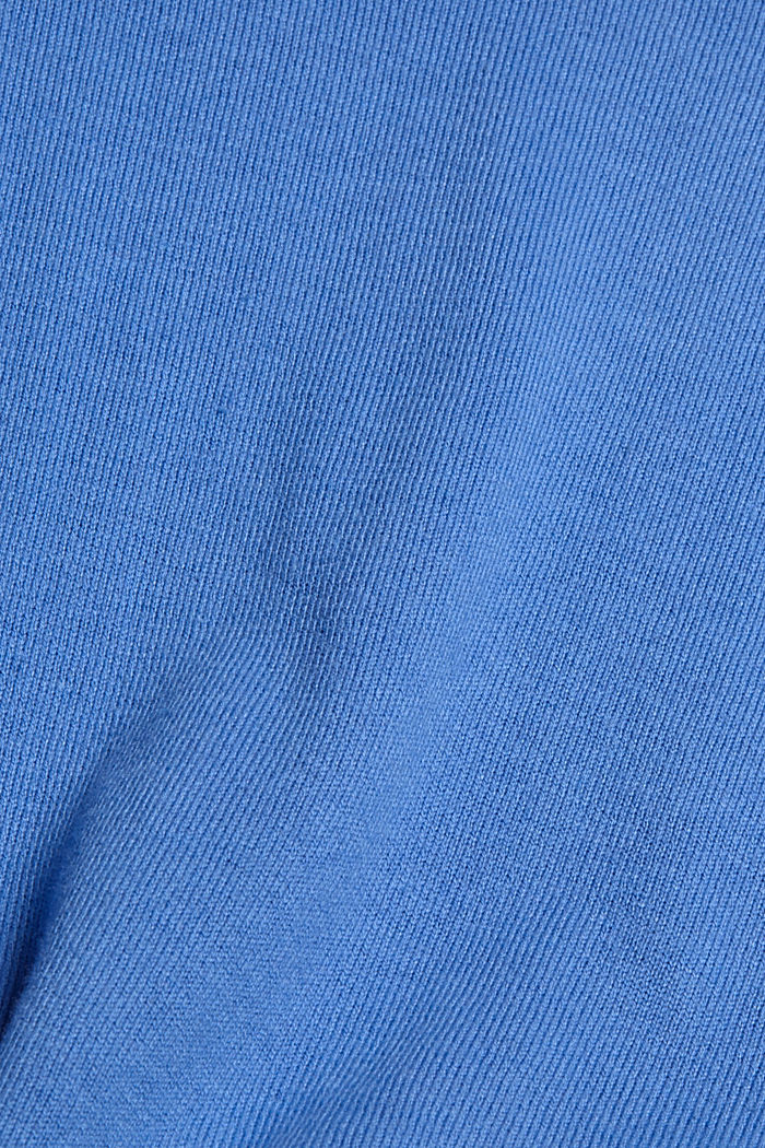 Luomupuuvillasekoitteesta valmistettu perusneulepusero, jossa pyöreä pääntie, BRIGHT BLUE, detail image number 4