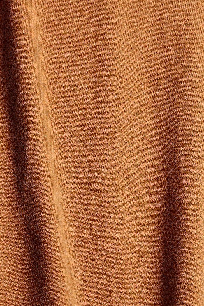 Basic round neck cardigan made of an organic cotton blend, BARK, detail image number 4