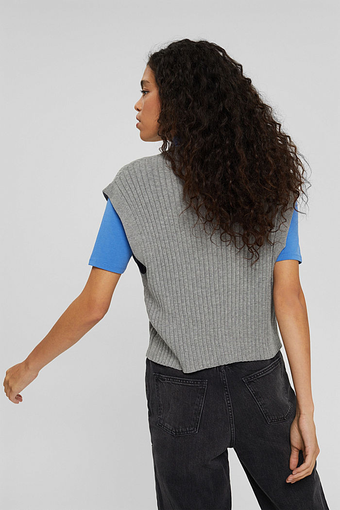 Ribbed sleeveless jumper made of 100% cotton, MEDIUM GREY, detail image number 3