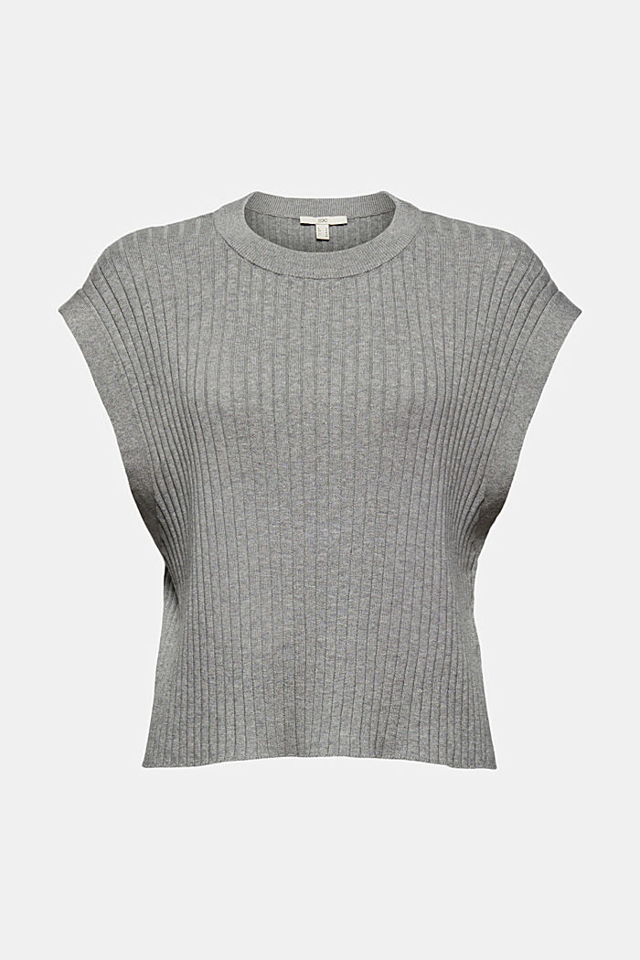 Ribbed sleeveless jumper made of 100% cotton, MEDIUM GREY, overview