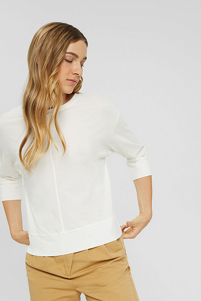 Soft long sleeve top made of 100% organic cotton, OFF WHITE, detail image number 0