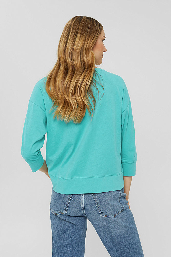 Soft long sleeve top made of 100% organic cotton, AQUA GREEN, detail image number 3