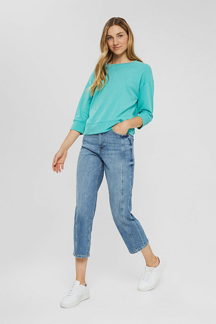 Soft long sleeve top made of 100% organic cotton, AQUA GREEN, detail image number 6