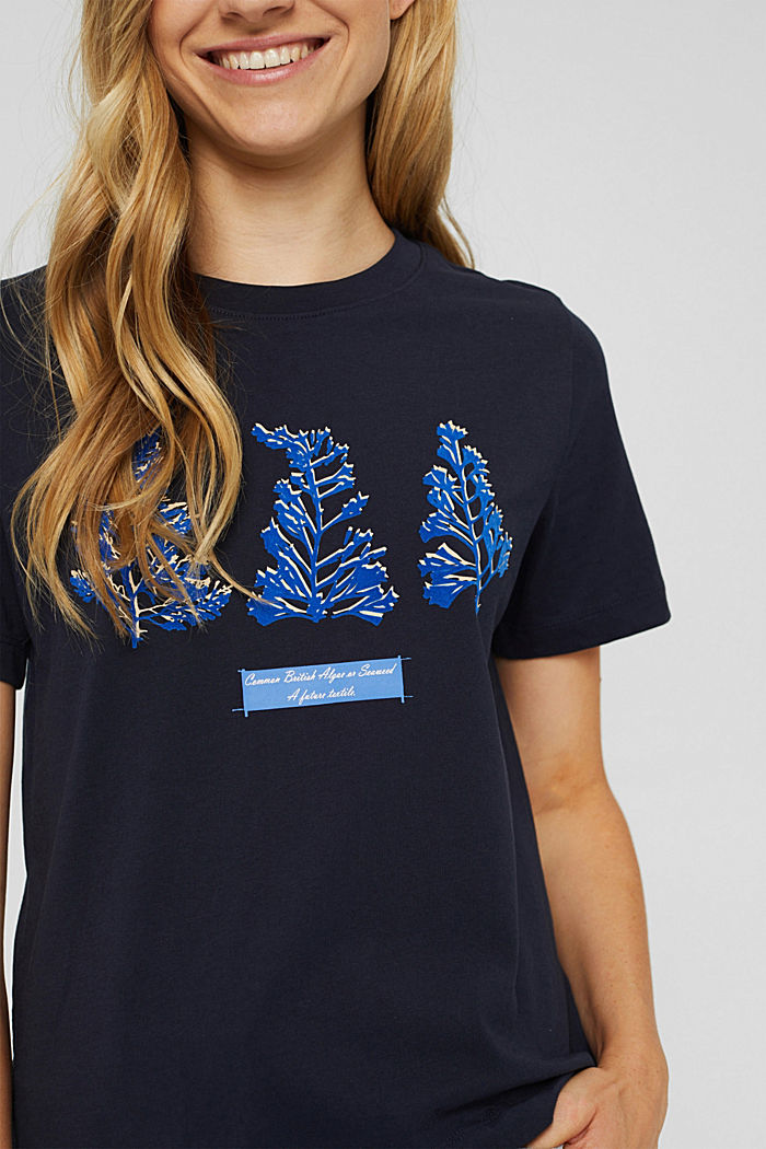 T-Shirt mit Flock-Print, 100% Bio-Baumwolle, NAVY, detail image number 2