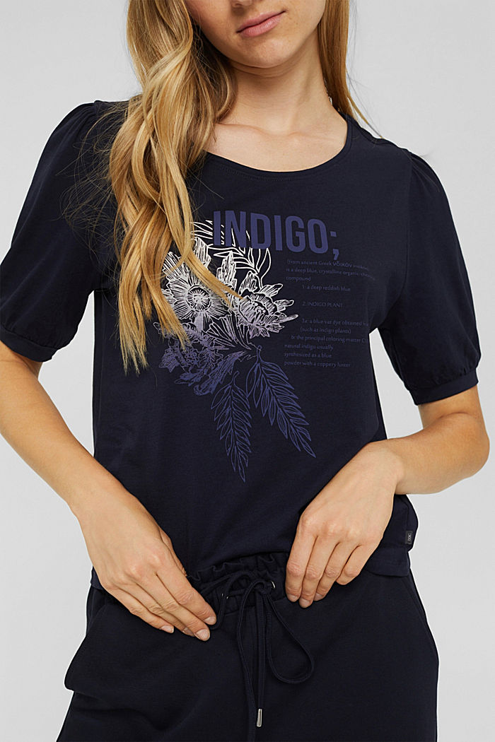 Pallohihainen T-paita, 100 % luomupuuvillaa, NAVY BLUE, detail image number 2