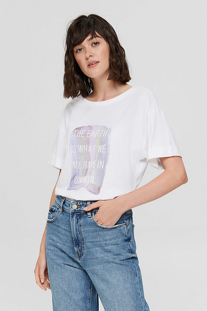 T-shirt met print, 100% organic cotton, WHITE, detail image number 0