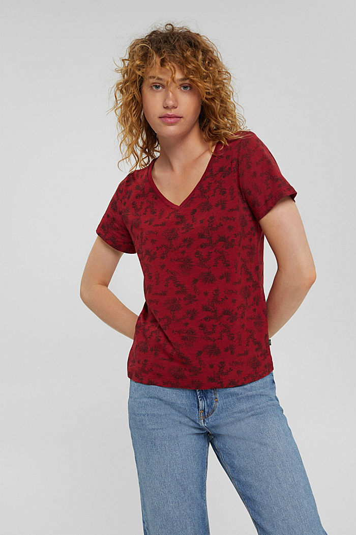 T-shirt in 100% cotone biologico, DARK RED, overview