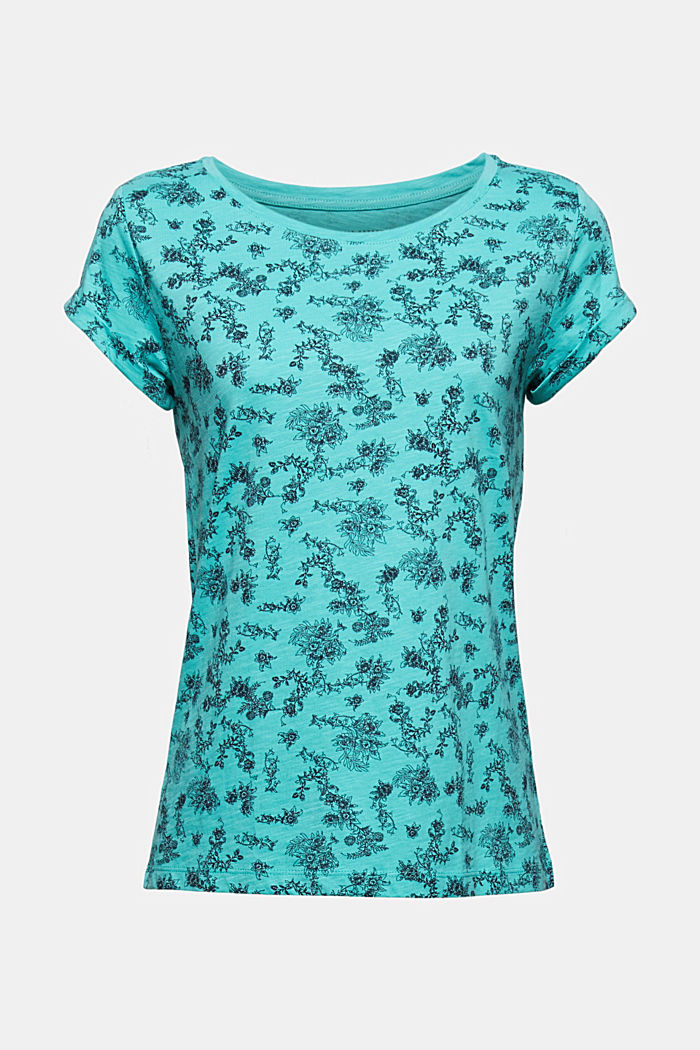 T-shirt à imprimé, 100 % coton biologique, AQUA GREEN, detail image number 7