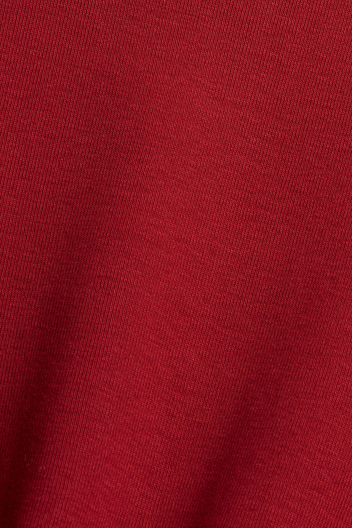 Basic top with a band collar, 100% organic cotton, DARK RED, detail image number 4