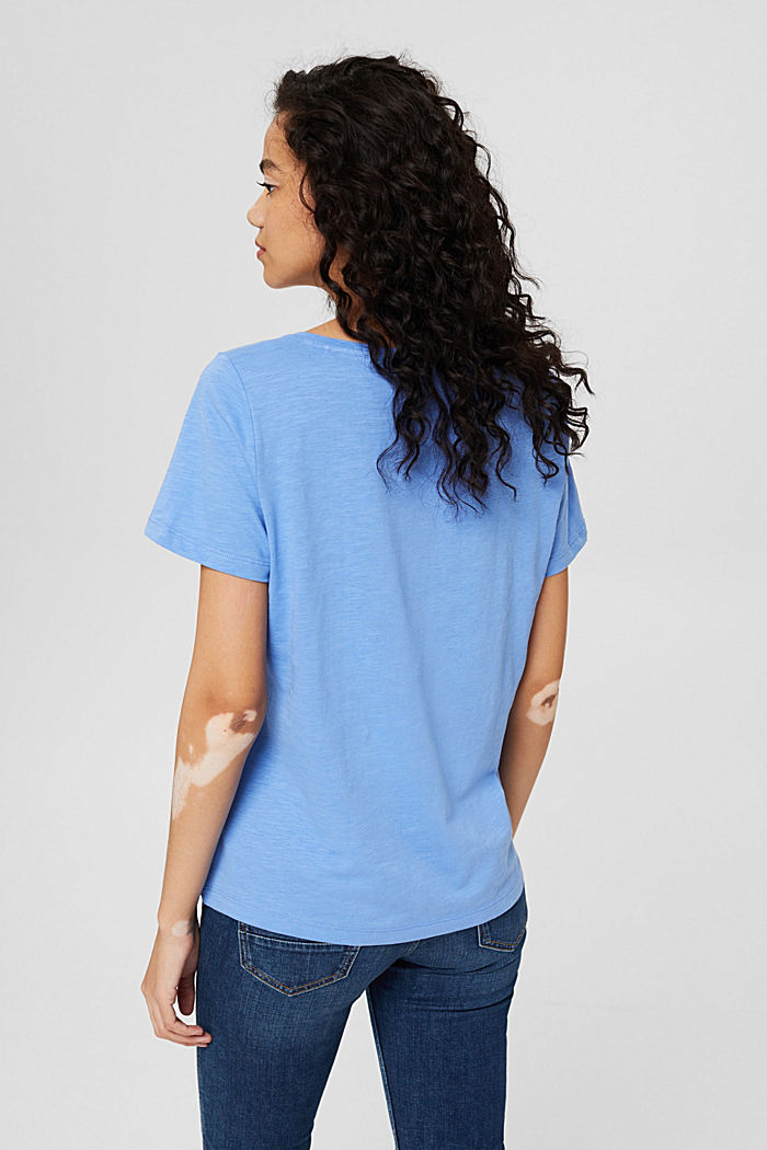 T-shirt met V-hals van 100% biologisch katoen, BRIGHT BLUE, detail image number 3