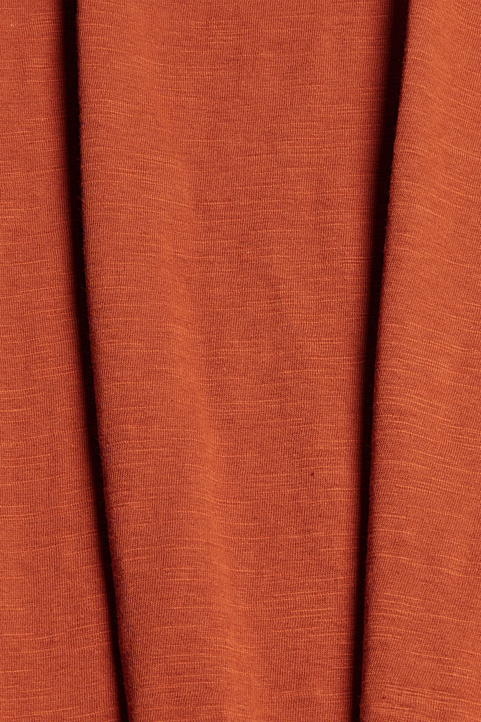 T-shirt à encolure en V, 100 % coton biologique, RUST ORANGE, detail image number 4