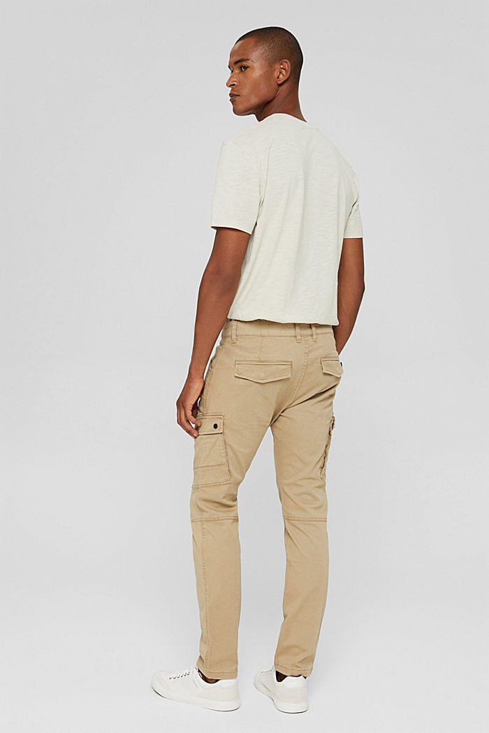 Stretch cotton cargo trousers, BEIGE, detail image number 3