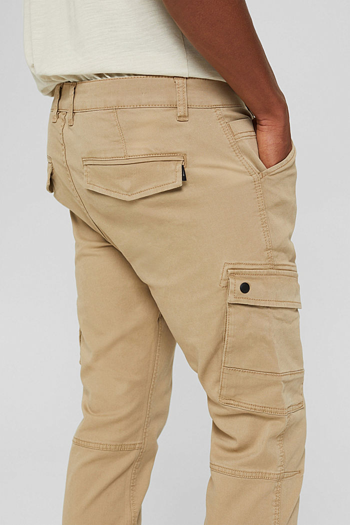 Stretch cotton cargo trousers, BEIGE, detail image number 2