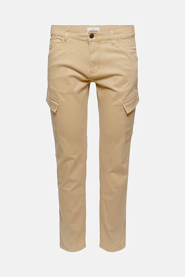 Stretch cotton cargo trousers, BEIGE, detail image number 5
