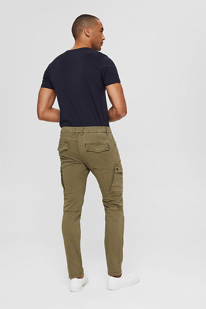 Stretch cotton cargo trousers, KHAKI GREEN, detail image number 3