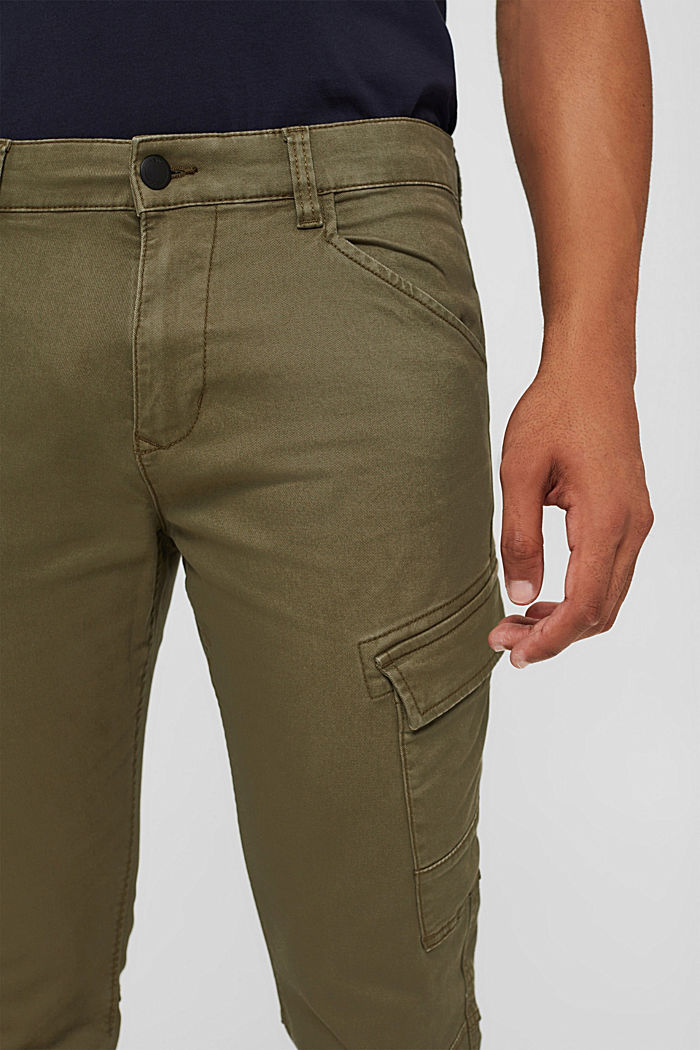 Stretch cotton cargo trousers, KHAKI GREEN, detail image number 2