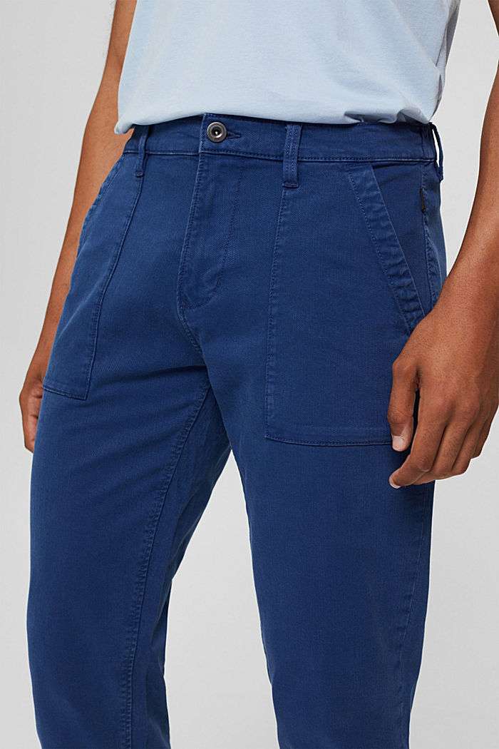 Enkellange twill broek met grote zakken, DARK BLUE, detail image number 2