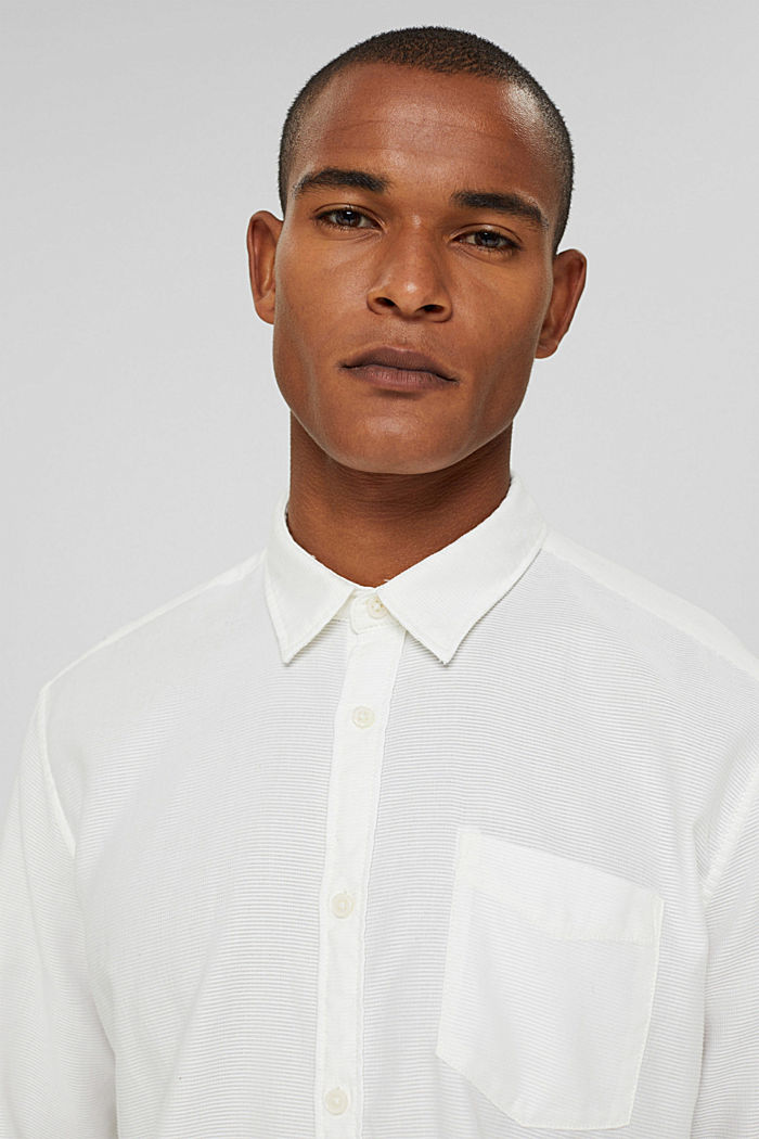 Textured shirt made of 100% cotton, OFF WHITE, overview