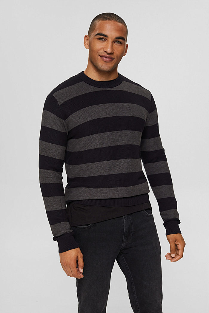 Textured jumper, 100% organic cotton, BLACK, detail image number 0