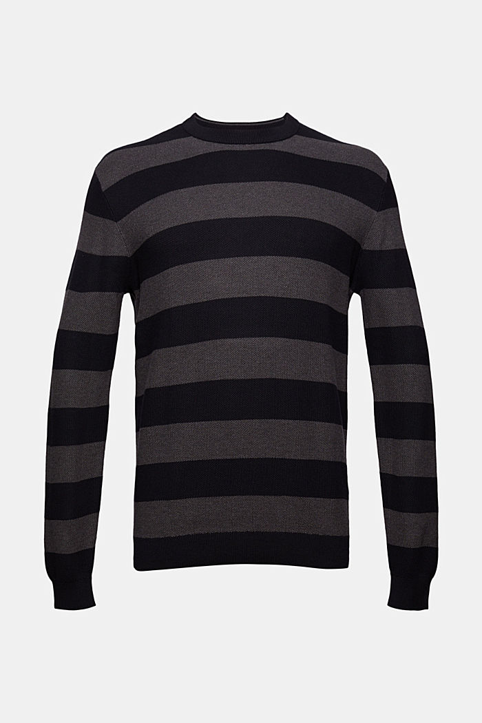 Textured jumper, 100% organic cotton, BLACK, overview