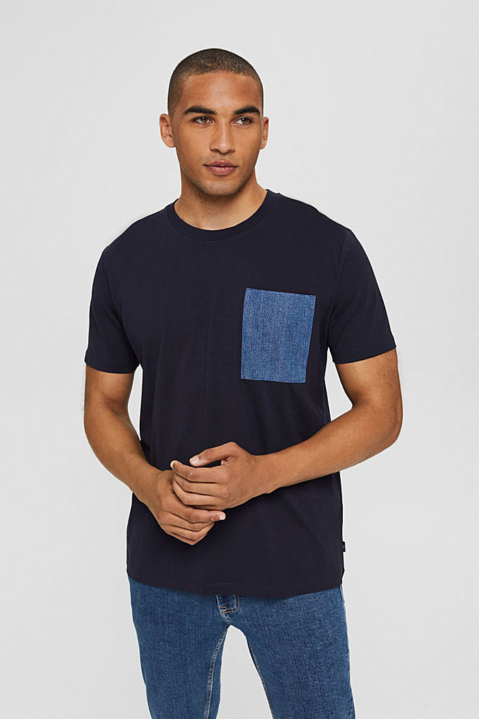 T-shirt in jersey di cotone biologico, NAVY, overview
