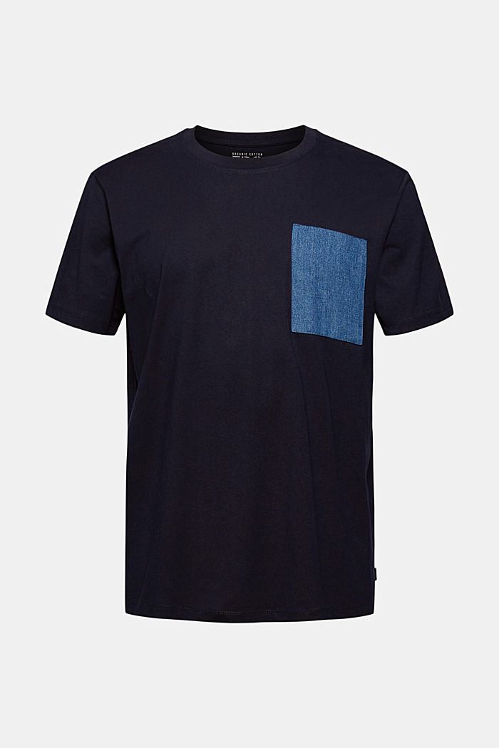 T-shirt in jersey di cotone biologico, NAVY, overview