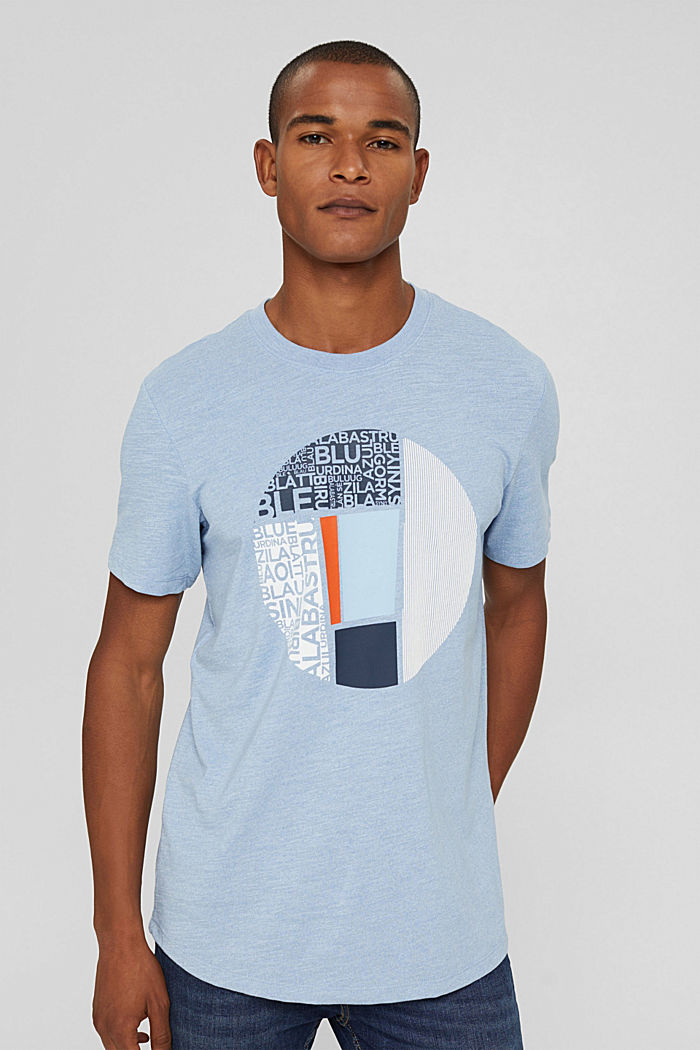 In materiale riciclato: t-shirt in jersey con stampa, BLUE, overview