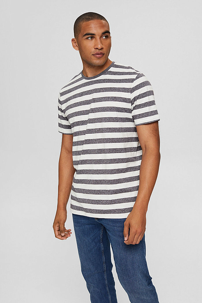 Jersey T-shirt in a striped look, OFF WHITE, overview