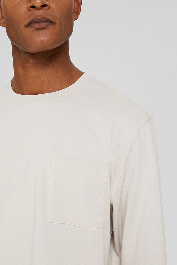 Jersey long sleeve top in organic cotton, CREAM BEIGE, detail image number 1