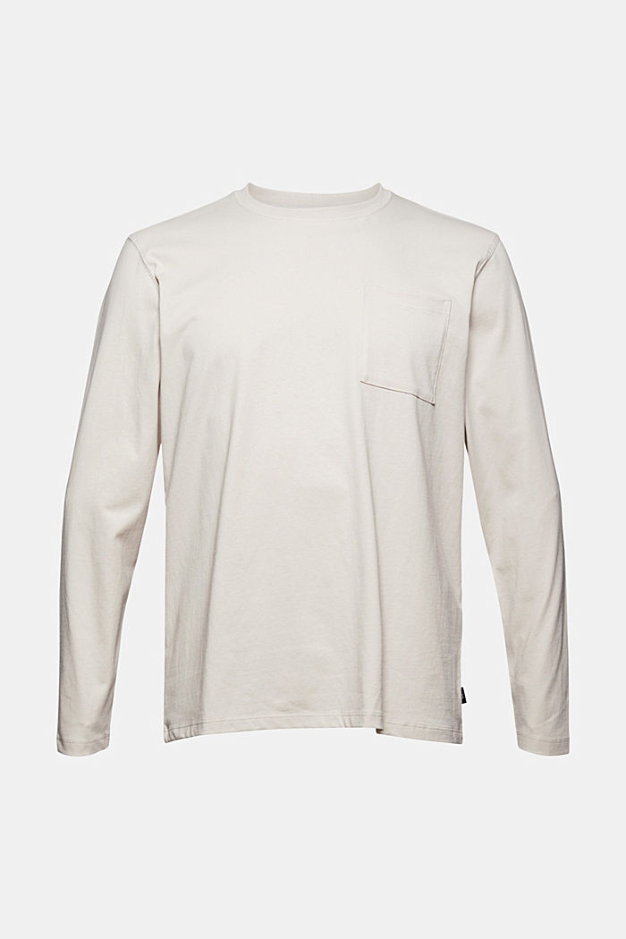 Jersey long sleeve top in organic cotton, CREAM BEIGE, overview