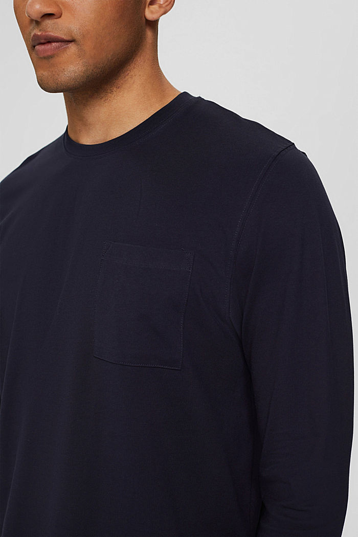 Jersey long sleeve top in organic cotton, NAVY, detail image number 1