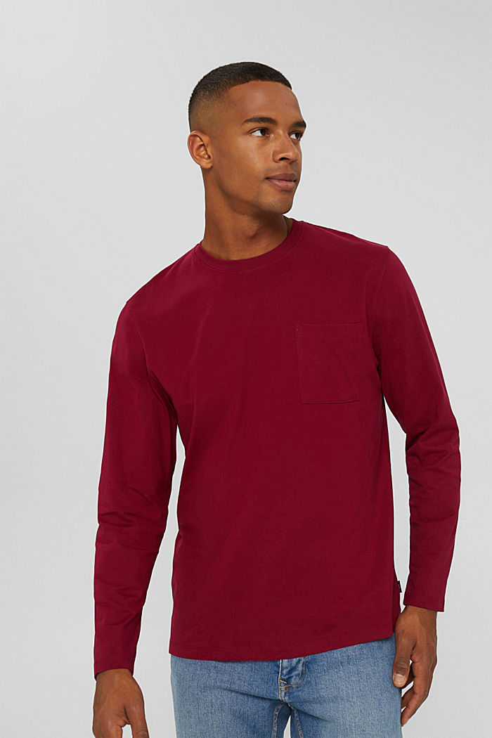 Jersey-Longsleeve aus Organic Cotton, BERRY RED, overview