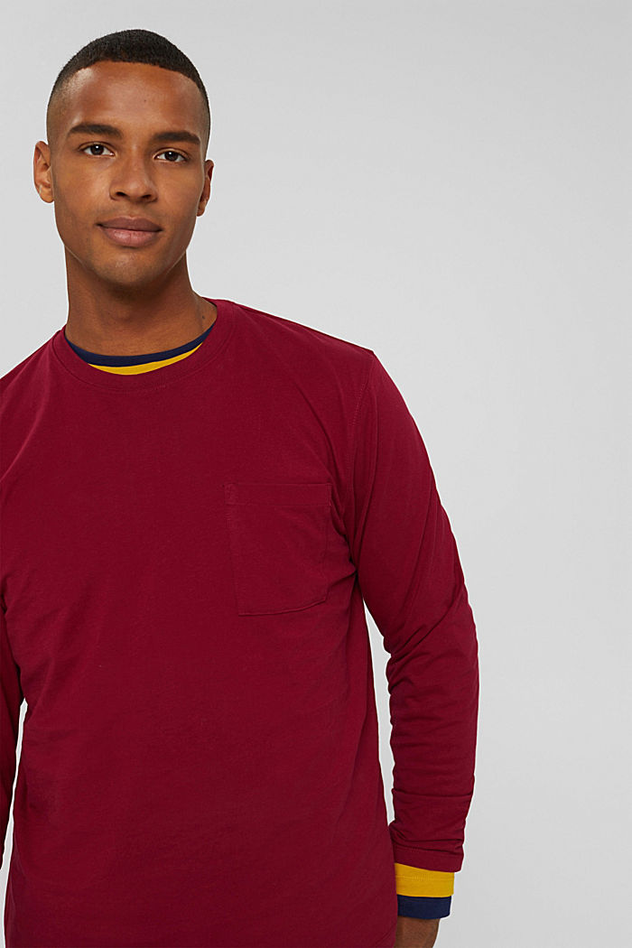 Jersey-Longsleeve aus Organic Cotton, BERRY RED, detail image number 4
