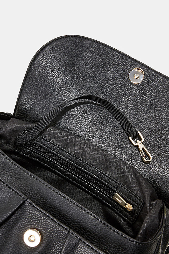 Materiale vegano: borsa a tracolla con flap-over, BLACK, detail image number 4