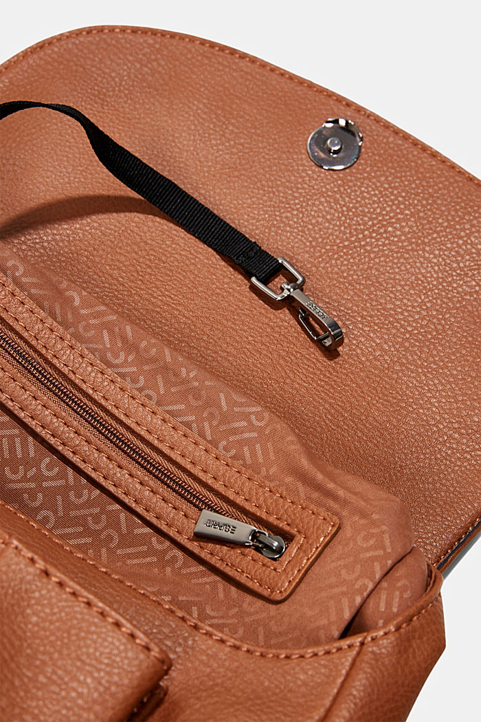 Materiale vegano: borsa a tracolla con flap-over, RUST BROWN, detail image number 4