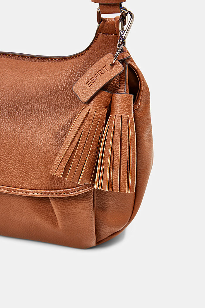 Materiale vegano: borsa a tracolla con flap-over, RUST BROWN, detail image number 3