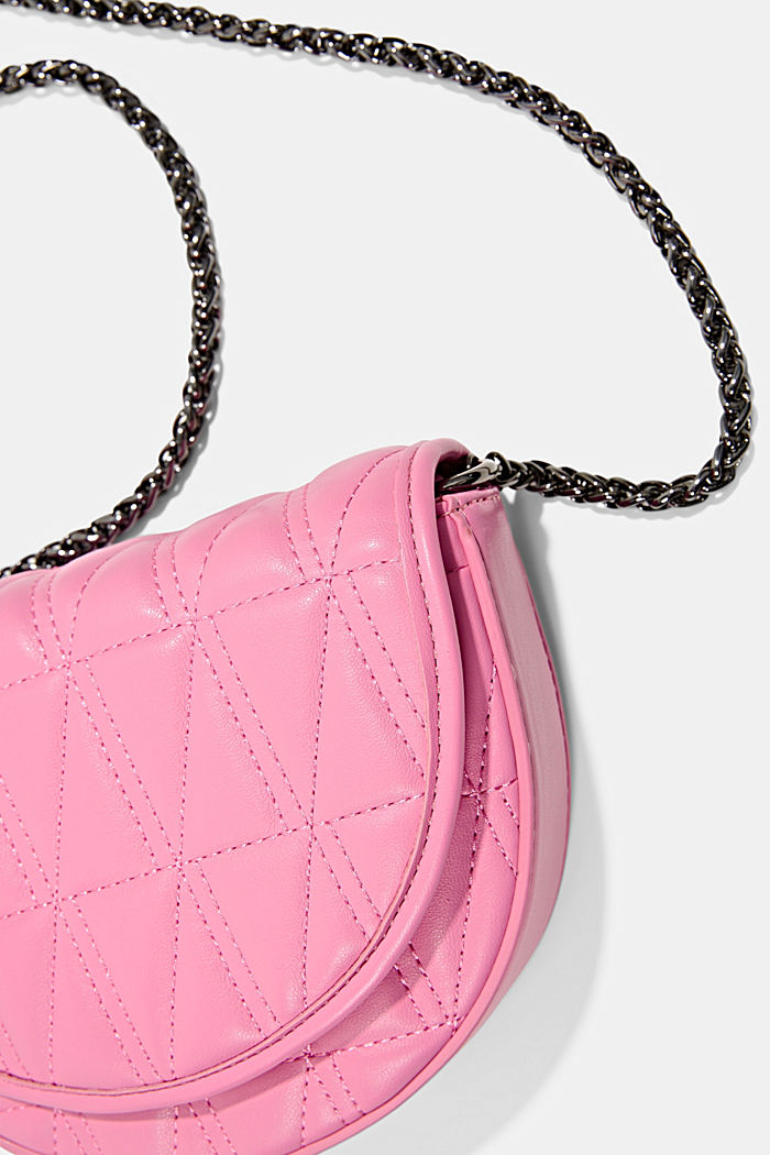 Faux leather shoulder bag with chain strap