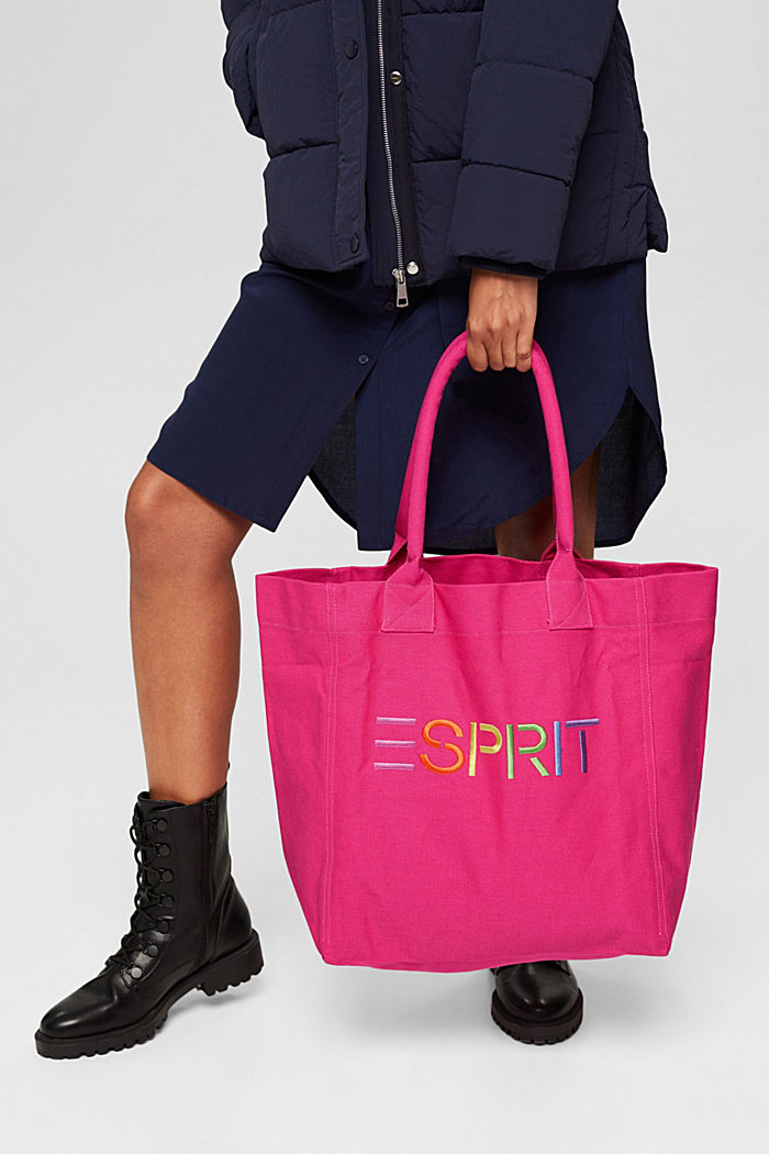 Canvas bag with logo embroidery, PINK FUCHSIA, overview
