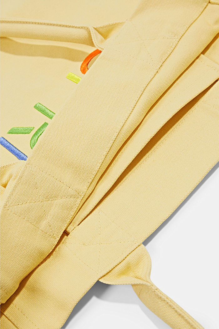 Borsa in canvas con ricamo del logo, YELLOW, detail image number 4