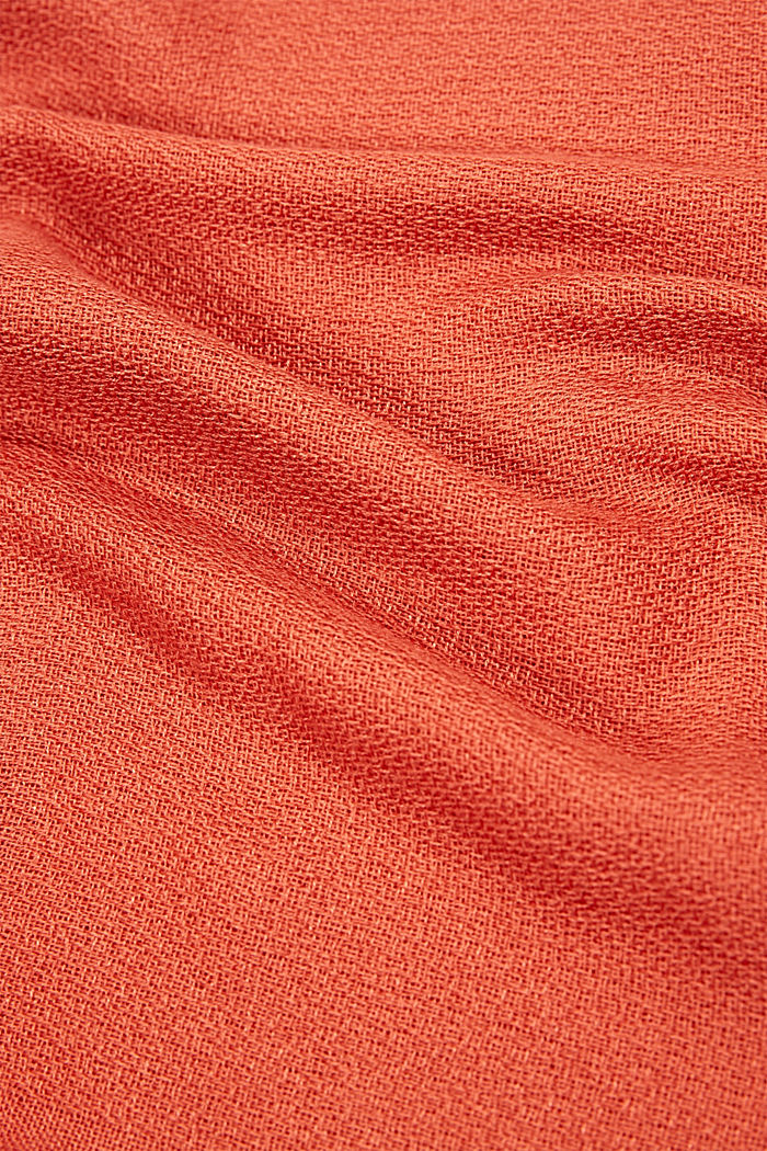 Recycled: plain-coloured woven scarf in a snood design, TERRACOTTA, detail image number 2