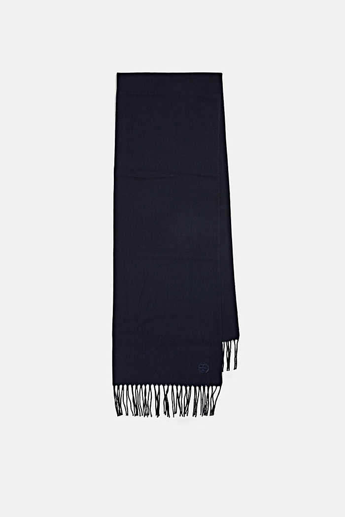 Recycled, extra-soft woven scarf with fringing, NAVY, detail image number 4