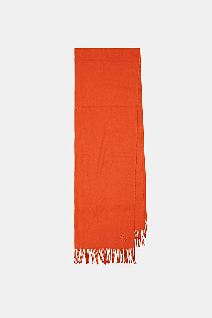 Gerecycled: extra zachte geweven sjaal met franjes, TERRACOTTA, detail image number 4
