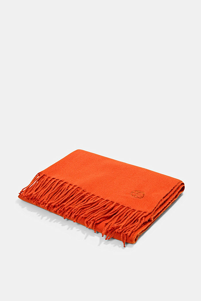 Gerecycled: extra zachte geweven sjaal met franjes, TERRACOTTA, detail image number 3