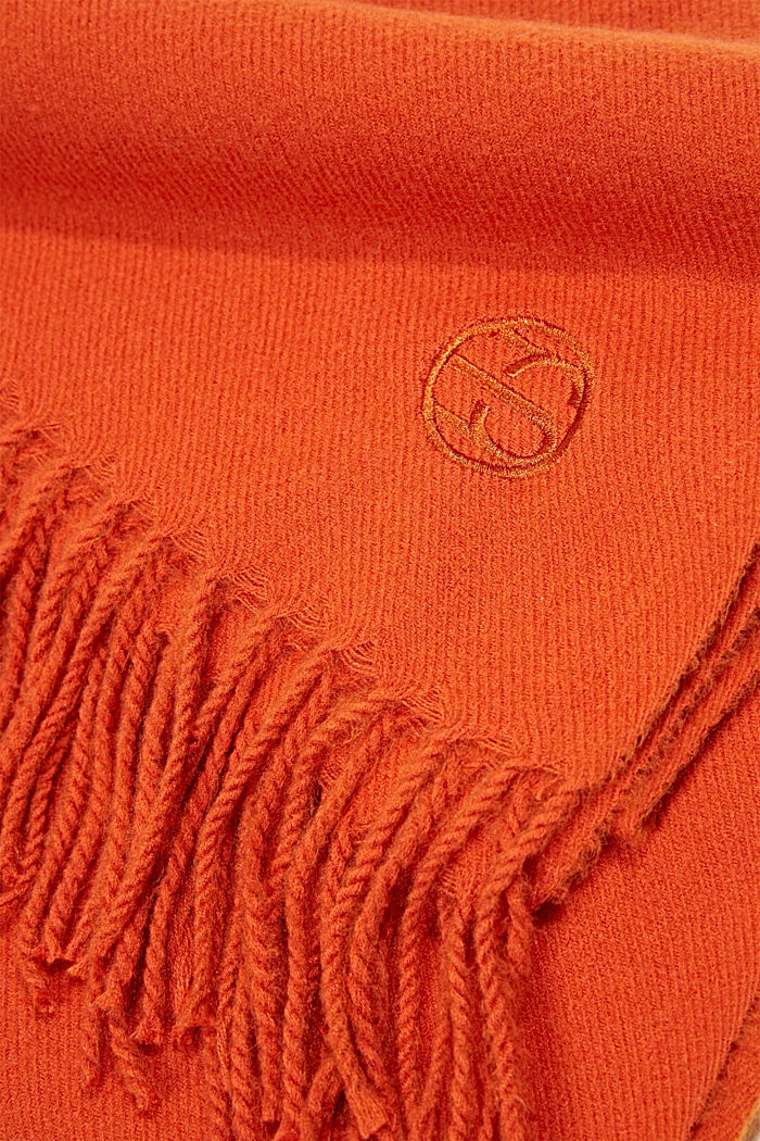 Gerecycled: extra zachte geweven sjaal met franjes, TERRACOTTA, detail image number 2