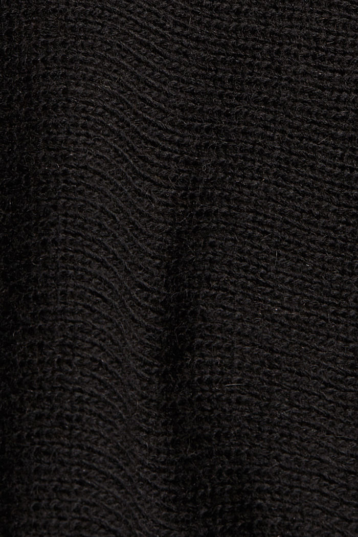 À teneur en laine/alpaga : le poncho à franges, BLACK, detail image number 2