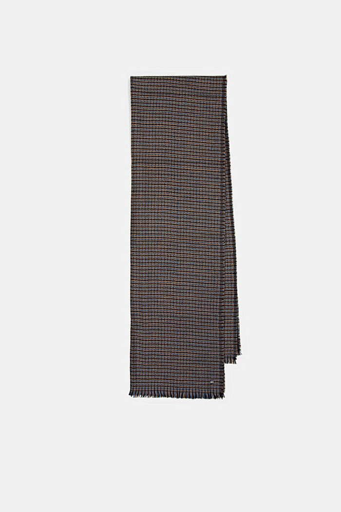 Recycled: houndstooth woven scarf, GREY BLUE, detail image number 5