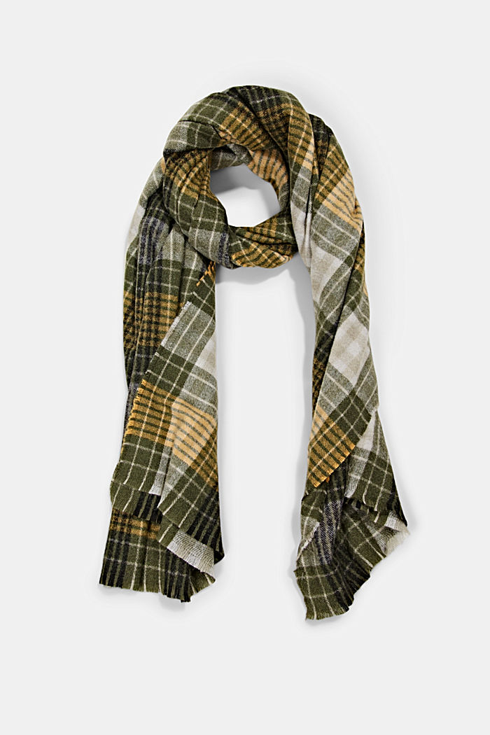 Recycled soft woven scarf with check pattern