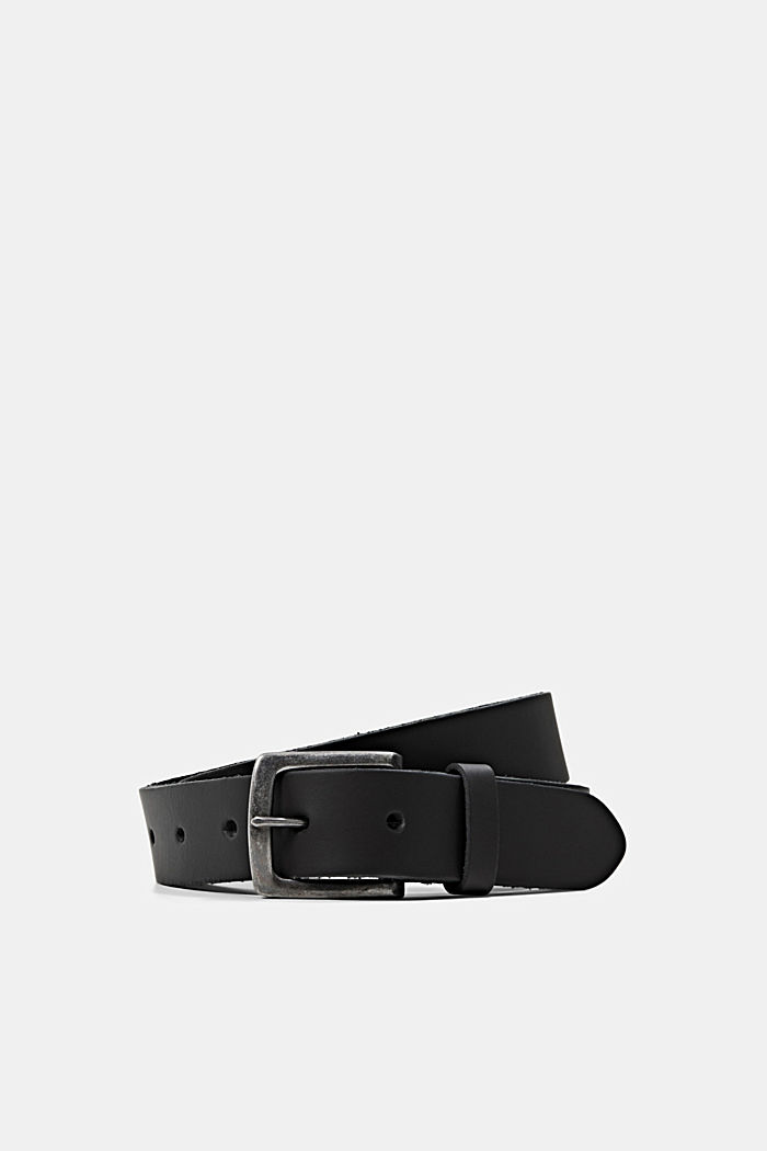 Basic buffalo leather belt, BLACK, overview