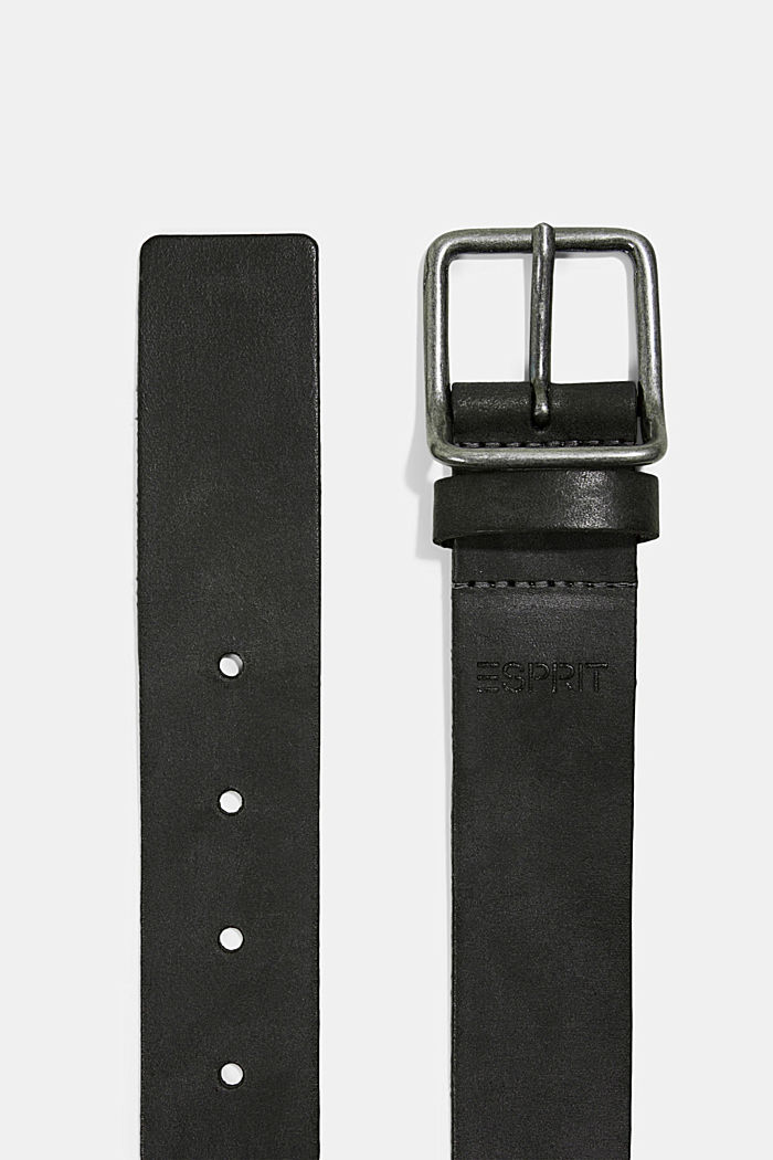 Cintura in pelle con fibbia in metallo, BLACK, detail image number 1